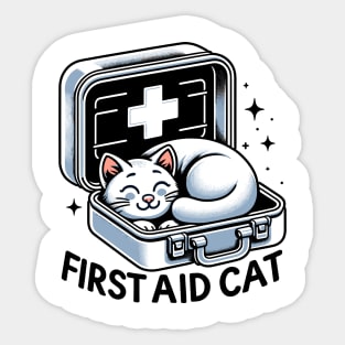 First Aid Cat Pun Nurse Doctor Healthcare Novelty Funny Cat Sticker